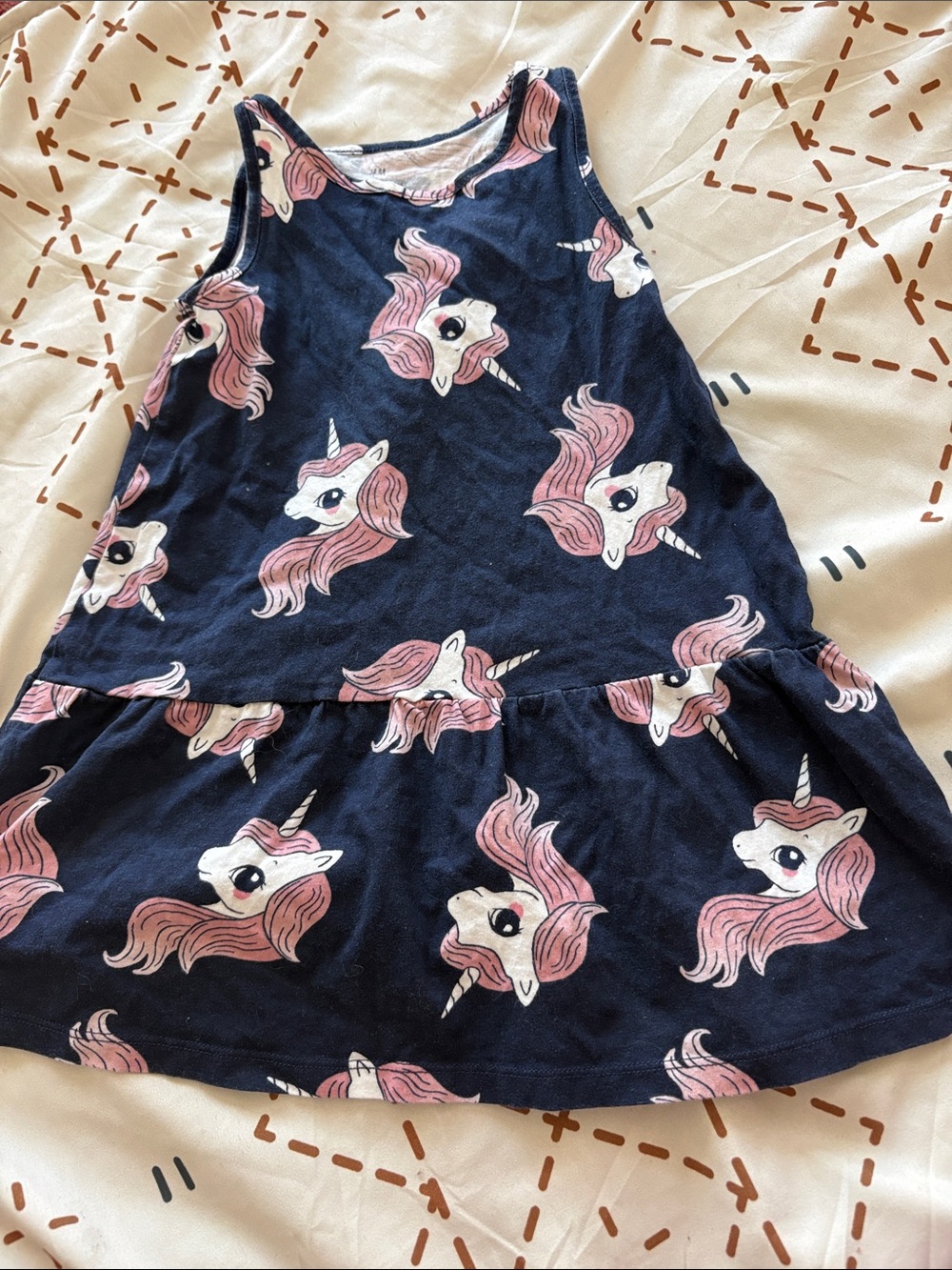 H&M Navy Dress with Pink & White Unicorns